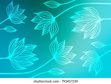 Light BLUE vector natural elegant template. Colorful illustration in abstract style with doodles and Zen tangles. Brand-new style for your business design.
