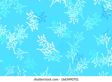 Light BLUE vector natural pattern with branches. Colorful illustration in doodle style with leaves, branches. A new texture for your wallpaper design.