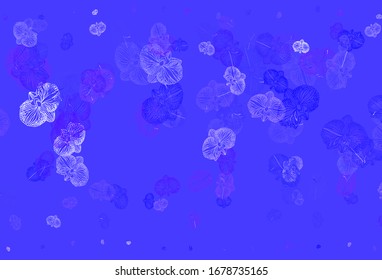 Light BLUE vector natural pattern with flowers. Colorful illustration with flowers in doodle style. A new texture for your wallpaper design.