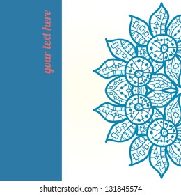 Light Blue Vector ornate frame with sample text. Perfect as invitation or announcement. All pieces are separate. Easy to change colors and edit.