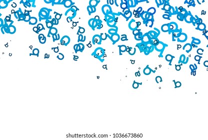 Light BLUE vector pattern with ABC symbols. Modern geometrical illustration with ABC english symbols. The pattern can be used for ad, booklets, leaflets of education.