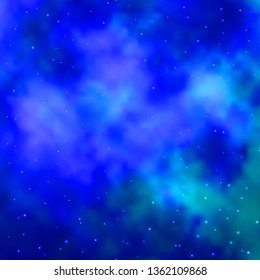 Light BLUE vector pattern with abstract stars. Shining colorful illustration with small and big stars. Best design for your ad, poster, banner.