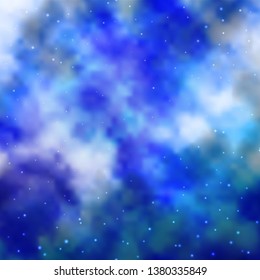 Light BLUE vector pattern with abstract stars. Blur decorative design in simple style with stars. Theme for cell phones.
