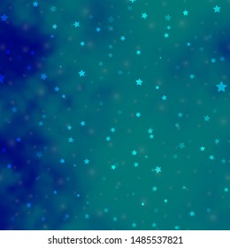 Light BLUE vector pattern with abstract stars. Decorative illustration with stars on abstract template. Theme for cell phones.