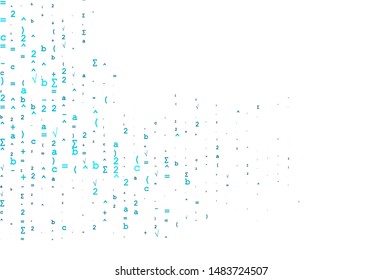 Light BLUE vector pattern with arithmetic signs. Blurred design in simple style with collection of numerals. Pattern for ads, poster, banner of books.
