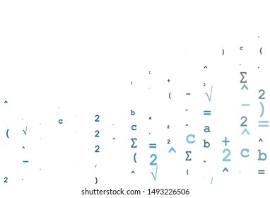 Light BLUE vector pattern with arithmetic signs. Blurred design in simple style with collection of numerals. Smart design for your university promotion.