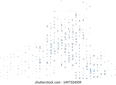 Light BLUE vector pattern with arithmetic signs. Abstract illustration with colored algebra signs. Best design for your math college.