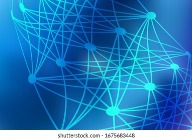 Light BLUE vector pattern with artificial intelligence network. Shining colorful illustration with real structure of AI. Pattern for science, futuristic designs.