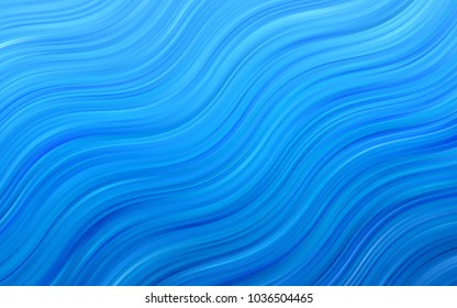 Light BLUE vector pattern with bent lines. Shining illustration, which consist of blurred lines, circles. The template for cell phone backgrounds.