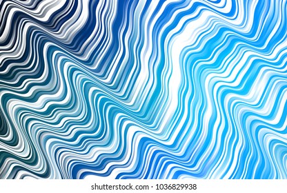 Light BLUE vector pattern with bent lines. Glitter abstract illustration with wry lines. Marble style for your business design.