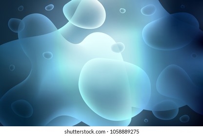 Light BLUE vector pattern with bent lines. A sample with blurred bubble shapes. Memphis design for your web site.