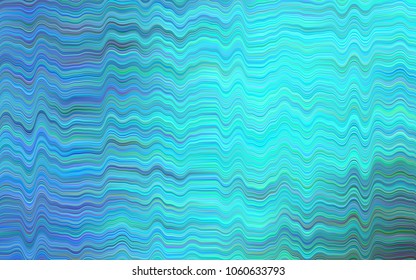 Light BLUE vector pattern with bent lines. Shining illustration, which consist of blurred lines, circles. Pattern for your business design.