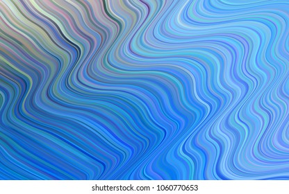 Light BLUE vector pattern with bent lines. Creative geometric illustration in marble style with gradient. A new texture for your  ad, booklets, leaflets.
