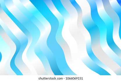 Light BLUE vector pattern with bent lines. Shining illustration, which consist of blurred lines, circles. The elegant pattern for brand book.
