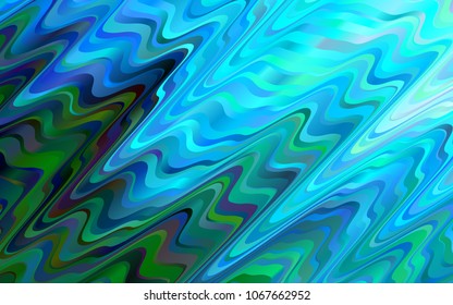 Light BLUE vector pattern with bent lines. Shining illustration, which consist of blurred lines, circles. Pattern for your business design.