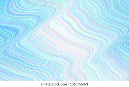 Light BLUE vector pattern with bent lines. A sample with blurred bubble shapes. New composition for your brand book.