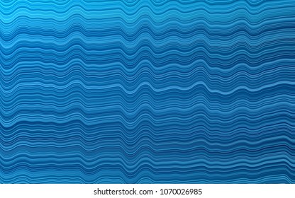 Light BLUE vector pattern with bent lines. Shining illustration, which consist of blurred lines, circles. Pattern for your business design.