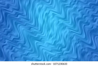 Light BLUE vector pattern with bent ribbons. Shining illustration, which consist of blurred lines, circles. A completely new marble design for your business.