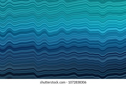 Light BLUE vector pattern with bent lines. Shining illustration, which consist of blurred lines, circles. A completely new marble design for your business.