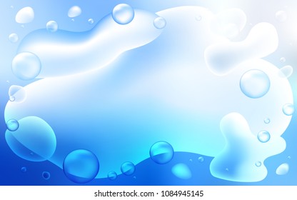 Light BLUE vector pattern with bent ribbons. A sample with blurred bubble shapes. The elegant pattern for brand book.