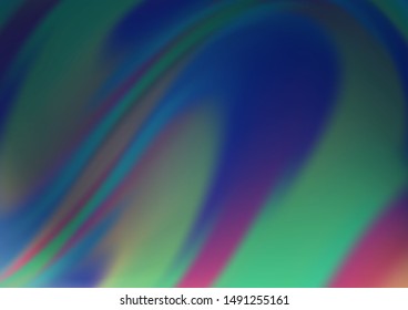 Light BLUE vector pattern with bent ribbons. Shining illustration, which consist of blurred lines, circles. The elegant pattern for brand book.