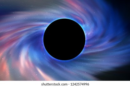 Light BLUE vector pattern with a black hole, stars. Colorful illustration of a black hole on a starry backdrop. Backdrop for ads, leaflets of Black Friday.