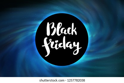 Light BLUE vector pattern with a black hole, stars. Gradient colorful illustration with a black hole, stars. Pattern for posters, banners of sales.