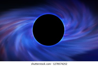 Light BLUE vector pattern with a black hole, stars. Gradient colorful illustration with a black hole, stars. Template for Black Friday sales.