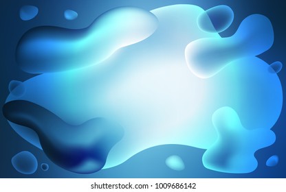 Light BLUE vector pattern with bubble shapes. An elegant bright illustration with gradient. Memphis design for your web site.