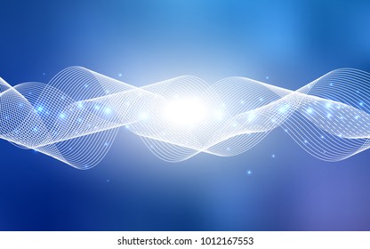 Light BLUE vector pattern with christmas ribbons. Blurred decorative design in anniversary style with confetti. The template can be used as a background for postcards.