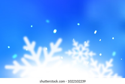 Light BLUE vector pattern with christmas snowflakes. Decorative shining illustration with snow on abstract template. The pattern can be used for year new  websites.