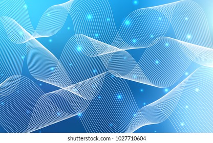 Light BLUE vector pattern with christmas ribbons. Blurred decorative design in anniversary style with confetti. New design for ad, poster, banner of your Party.