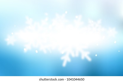 Light BLUE vector pattern with christmas snowflakes. Blurred decorative design in xmas style with snow. The template can be used as a new year background.