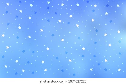 Light BLUE vector pattern with christmas stars. Modern geometrical abstract illustration with stars. The pattern can be used for new year ad, booklets.