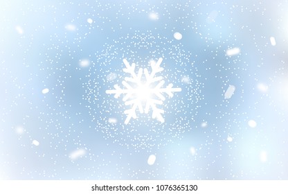Light BLUE vector pattern with christmas snowflakes. Decorative shining illustration with snow on abstract template. The pattern can be used for new year leaflets.