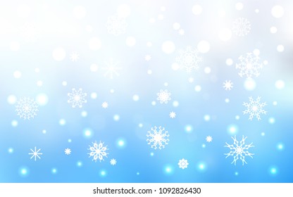 Light BLUE vector pattern with christmas snowflakes. Shining colored illustration with snow in christmas style. The pattern can be used for new year leaflets.