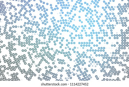 Light BLUE vector pattern with christmas stars. Decorative shining illustration with stars on abstract template. Best design for your ad, poster, banner.