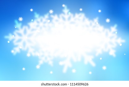 Light BLUE vector pattern with christmas snowflakes. Modern geometrical abstract illustration with crystals of ice. New year design for your business advert.