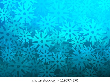 Light BLUE vector pattern with christmas snowflakes. Decorative shining illustration with snow on abstract template. New year design for your business advert.