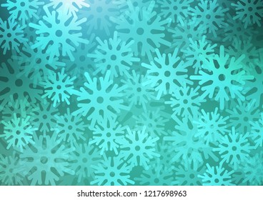 Light BLUE vector pattern with christmas snowflakes. Shining colored illustration with snow in christmas style. The pattern can be used for year new  websites.