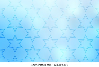 Light BLUE vector pattern with christmas stars. Blurred decorative design in simple style with stars. Template for sell phone backgrounds.