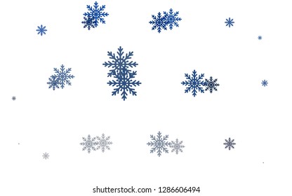 Light BLUE vector pattern with christmas snowflakes. Decorative shining illustration with snow on abstract template. New year design for your ad, poster, banner.