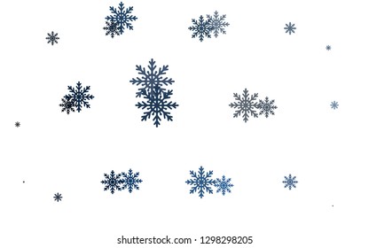 Light BLUE vector pattern with christmas snowflakes. Modern geometrical abstract illustration with crystals of ice. The pattern can be used for year new  websites.