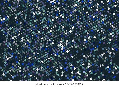 Light BLUE vector pattern with christmas stars. Shining colored illustration with stars. Smart design for your business advert.