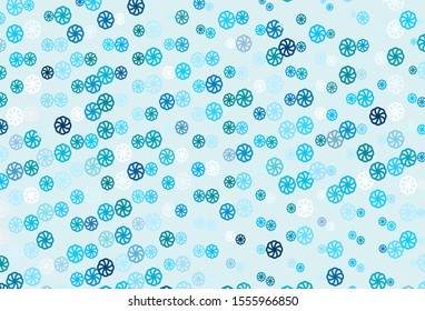 Light BLUE vector pattern with christmas snowflakes. Decorative shining illustration with snow on abstract template. The pattern can be used for new year leaflets.