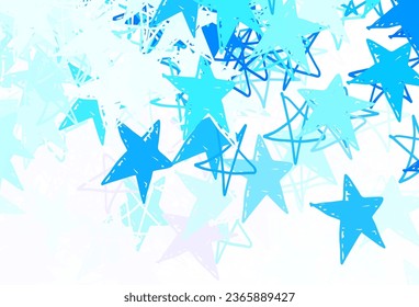 Light BLUE vector pattern with christmas stars. Modern geometrical abstract illustration with stars. Pattern for futuristic ad, booklets.