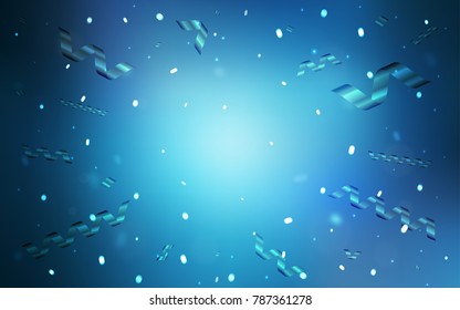 Light BLUE vector pattern with christmas ribbons. Confetti on blurred abstract background with colorful gradient. New design for ad, poster, banner of your Party.