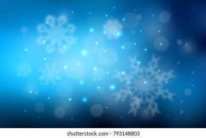 Light BLUE vector pattern with christmas snowflakes. Decorative shining illustration with snow on abstract template. The pattern can be used for year new  websites.