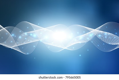 Light BLUE vector pattern with christmas ribbons. Decorative shining illustration with ribbons on abstract template. The pattern can be used for new year ad, booklets.