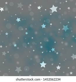 Light BLUE vector pattern with circles, stars. Colorful disks, stars on simple gradient background. Texture for window blinds, curtains.